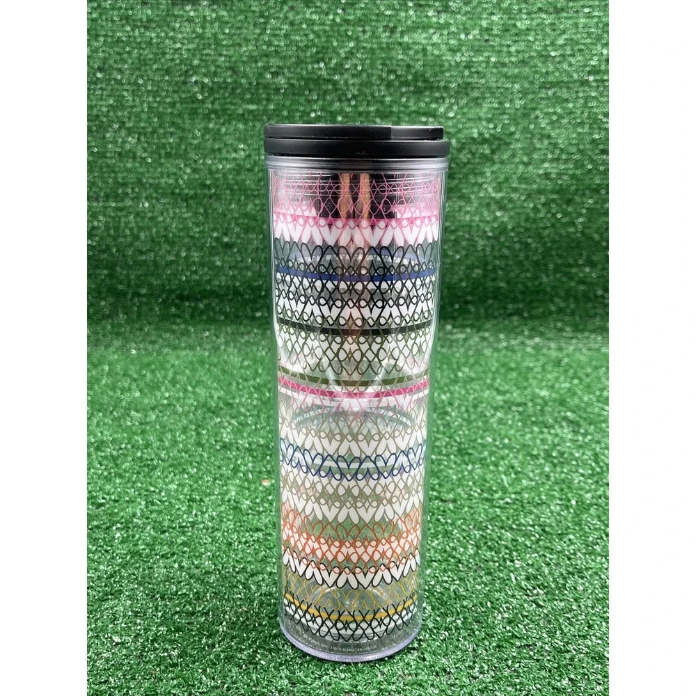 Starbucks 16 Oz HEARTS Twist Lid Travel Tumbler 2018‎ Valentine Rainbow Hearts